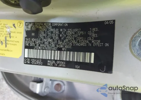 2006 Toyota Highlander Hybrid Limited V6 z USA, uszkodzony, nr VIN JTEEW21A760001643